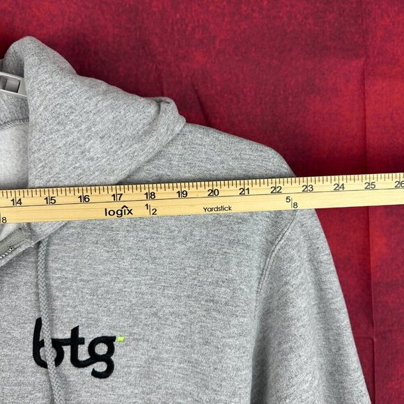 CHAMPION UNISEX GREY ZIP-UP HOODIE WITH BTG LOGO, 2 POCKETS, FLEECE INTERIOR, L - Picture 4 of 10